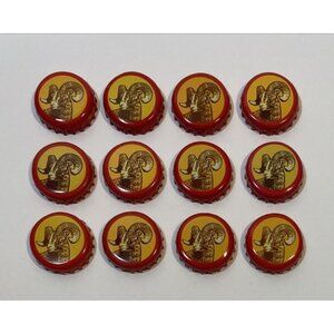 Lot of 12 Ram Head Red Yellow Shiner Bock Texas Beer Bottle Caps Older Style